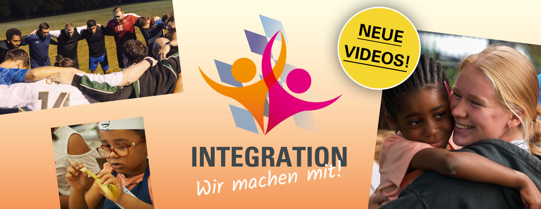 Grafik zur Videoreihe "Integration - wir machen mit!" mit neuen Videos