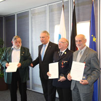 Ordensverleihung am 14. März 2014: Karl-Maria Heimberg, Innenminister Joachim Herrmann, Joachim Schistowski, Bernhard Horlamus